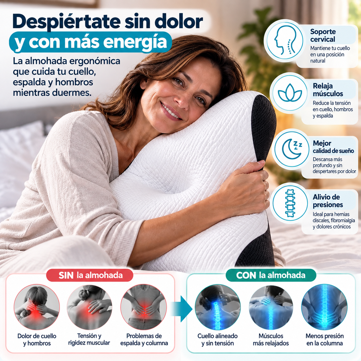 Nuvia™ — Almohada Cervical Ergonómica