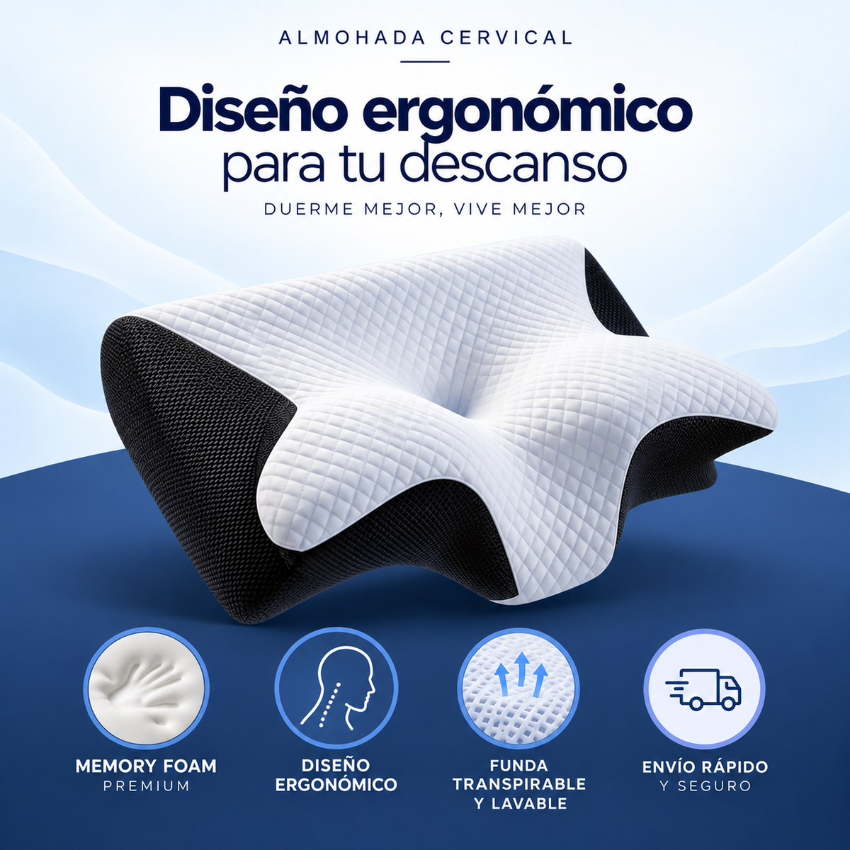 Nuvia™ — Almohada Cervical Ergonómica